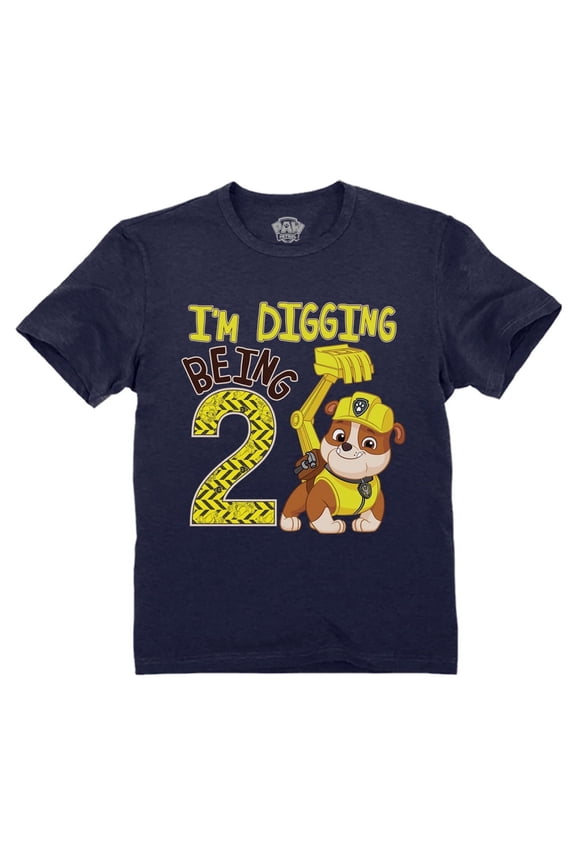 Paw Patrol Construction Digging Being 2 Gifts for Two Years Old Boy Rubble 2nd Birthday Toddler Kids T-Shirt 4T