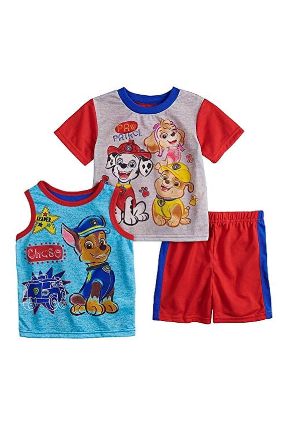 Paw Patrol Crew and Chase Watercolor 3-Piece Pajama Shorts Set (Size 4T)