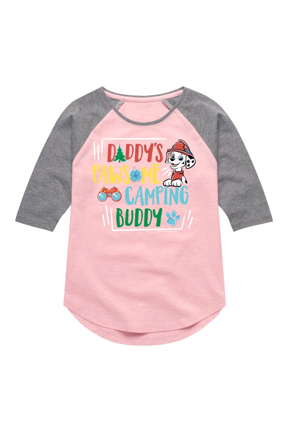 - Daddy's Pawsome Camping Buddy - Toddler And Youth Girls Raglan Graphic T-Shirt