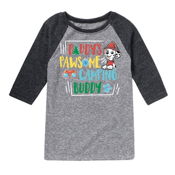 Paw Patrol - Daddy's Pawsome Camping Buddy - Toddler And Youth Raglan Graphic T-Shirt
