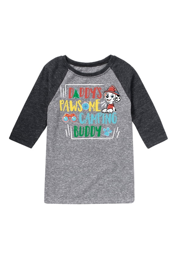 - Daddy's Pawsome Camping Buddy - Toddler And Youth Raglan Graphic T-Shirt