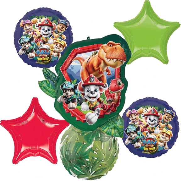 Paw Patrol Dino Birthday Party Supplies 6pc Balloon Bouquet Decorations