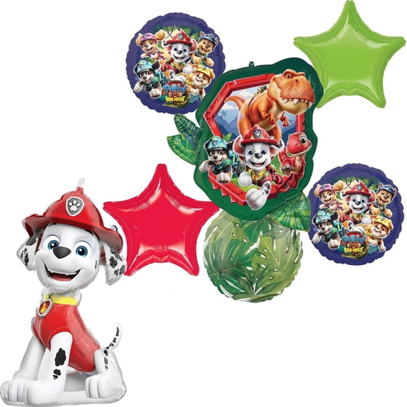 Paw Patrol Dino Birthday Party Supplies Marshall 7pc Balloon Bouquet Decorations