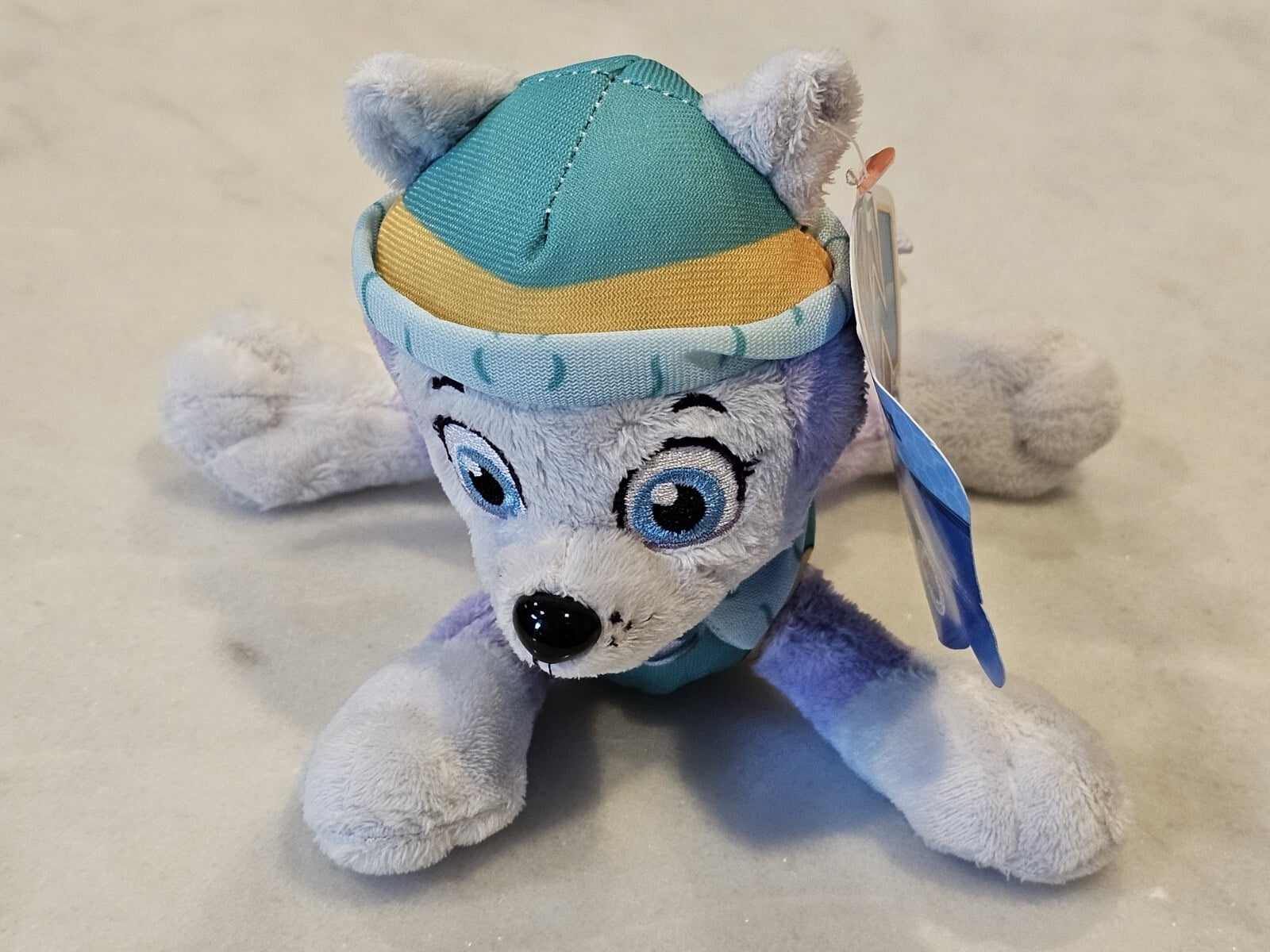 Paw Patrol - EVEREST  7” Plush  Purple Gray Dog w/ Orange Green Hat (BONUS 1 FUN CHOPS)