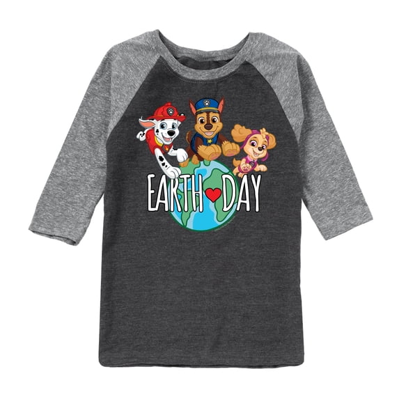 Paw Patrol - Earth Day Globe - Toddler And Youth Raglan Graphic T-Shirt