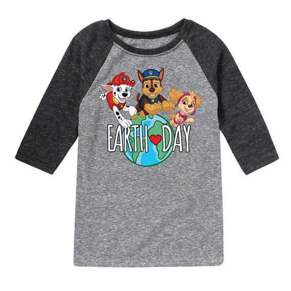 Paw Patrol - Earth Day Globe - Toddler And Youth Raglan Graphic T-Shirt