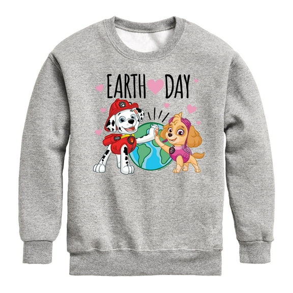 Paw Patrol - Earth Day Heart - Toddler And Youth Crewneck Fleece Sweatshirt