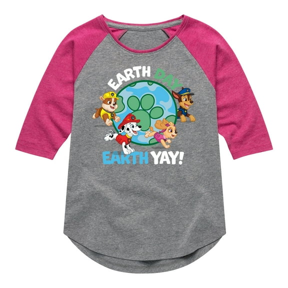 Paw Patrol - Earth Day Yay - Toddler And Youth Girls Raglan Graphic T-Shirt
