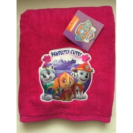 Paw Patrol Embroidered Pink Bath Towel - 100% Cotton