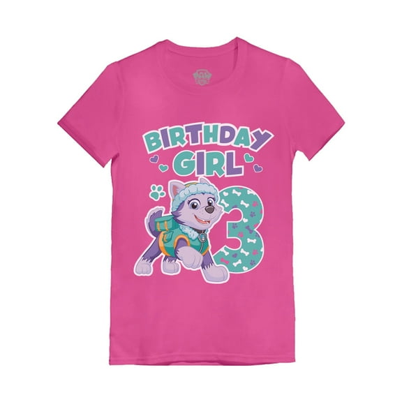 Paw Patrol Everest Birthday Girl 3 Toddler Kids Toddler Kids Girls' Fitted T-Shirt 5T Wow pink