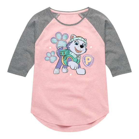 Paw Patrol - Everest Sketch - Toddler & Youth Girls Raglan Graphic T-Shirt
