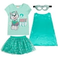 thumbnail image 1 of Paw Patrol Everest Girls Cosplay Costume T-Shirt Mesh Skirt Tulle Cape and Mask 4 Piece Outfit Set Toddler to Big Kid, 1 of 5