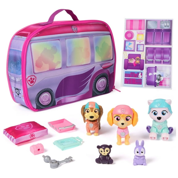 PAW Patrol Pupcation Rescue Set - Skye, Everest & Liberty Bobble Head Collectible Figures & RV Doll Playset for Kids 3 and up