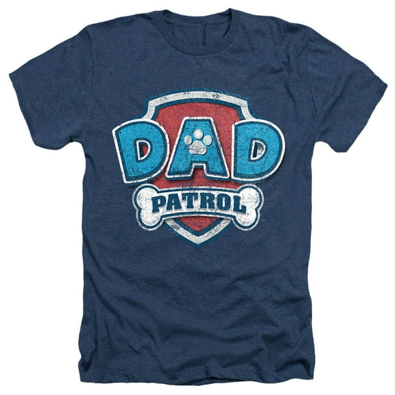 Paw Patrol Father's Day Dad Patrol Unisex Adult Heather T Shirt, Navy Heather, Small