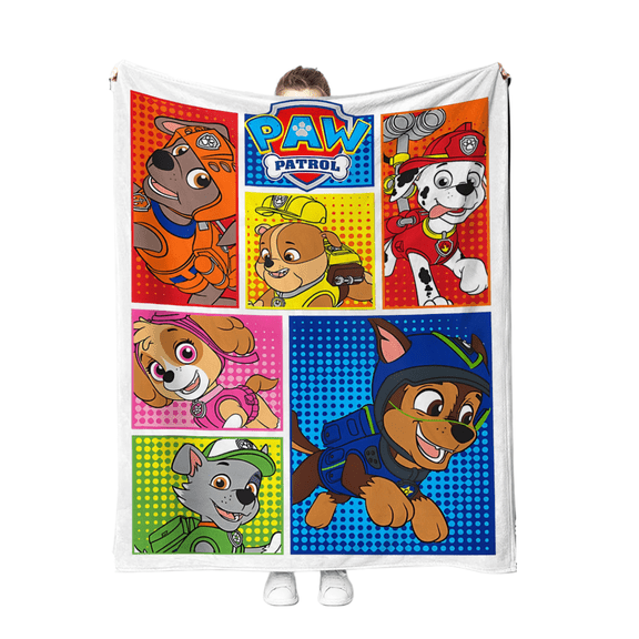 Paw Patrol Flannel Blanket, 59x39.4 Inch All-Season Lightweight Cartoon Print Throw Blanket, Cozy Warm Nap Blanket for Bedroom & Travel, Paw Patrol Gift & Room Decor