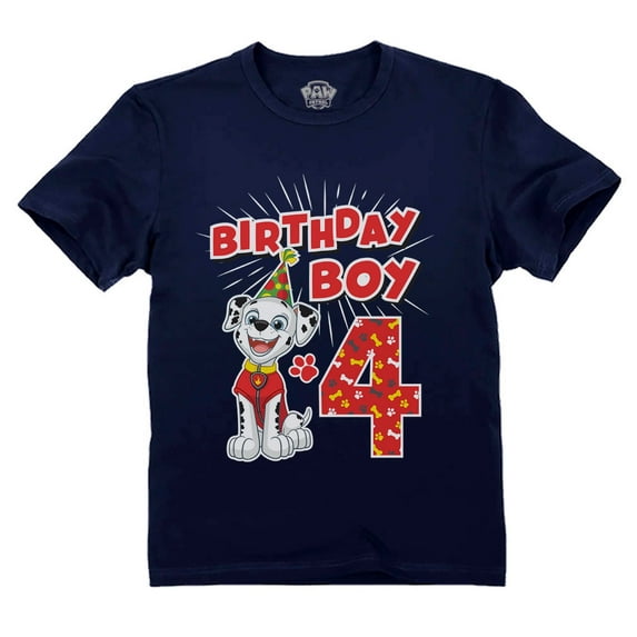 Paw Patrol Four Birthday Shirt Paw Patrol 4 Year Birthday Shirt Boy - Perfect for Boys Featuring Zuma, Rocky, Marshall & Rubble Prints