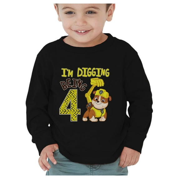 Paw Patrol Four Birthday Shirt Rubble Digging 4 Year Birthday Shirt Boy