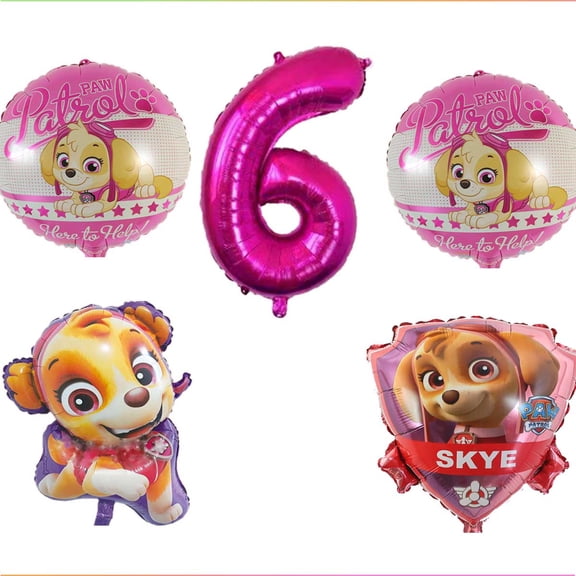 Paw Patrol Girl Fight Balloons Party Supplies 6th Big Number Decorations Decor Kit Birthday
