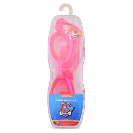 Paw Patrol Girl's Pink Swim Goggles with Hard Shell Case and Mesh Drawstring Bag