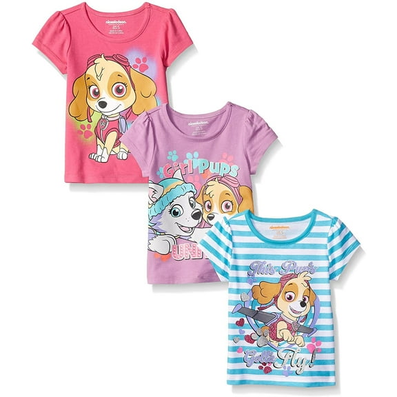 Paw Patrol Girls' 3 Pack T-Shirts