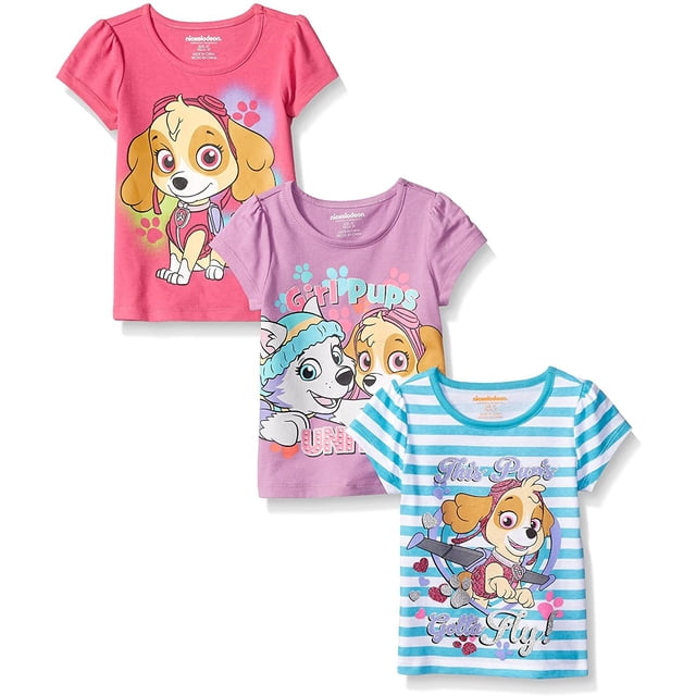 Girls' Paw Patrol 3-Pack T-Shirts - Glitter Graphic Tees
