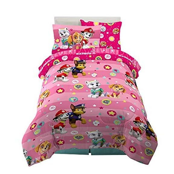 Franco Kids Bedding Super Soft Comforter and Sheet Set with Sham 5 Piece Twin Size Paw Patrol Girls