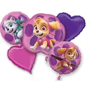 Paw Patrol Girls Pup Skye and Everest Foil Balloons Birthday Party Supplies (5 Piece Bouquet)