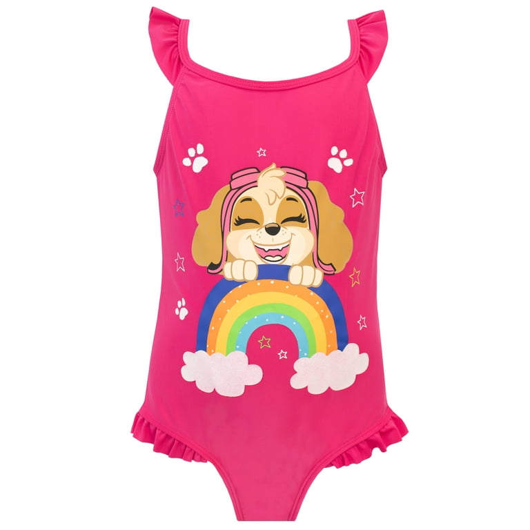 Paw Patrol Girls Rainbow Swimsuit Pink Sizes 2T 7 Walmart