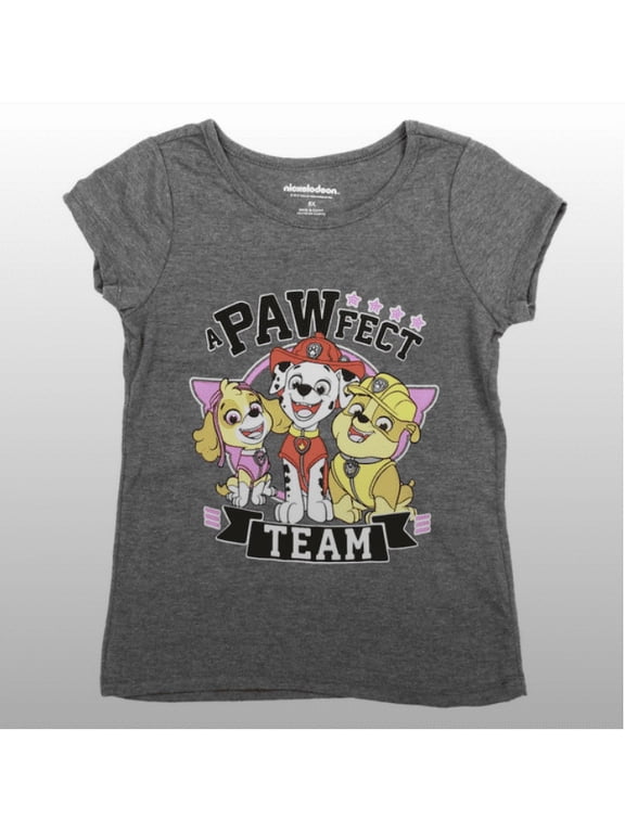 Paw Patrol Girls Toddler T-Shirt Charcoal Gray With Pink 2T Two Available Nickelodeon