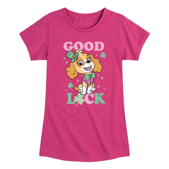 Paw Patrol - Good Luck Skye Girls' Fitted Short Sleeve Graphic T-Shirt