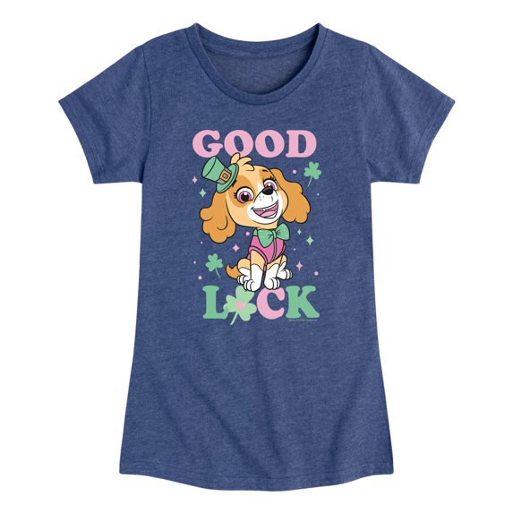 Paw Patrol - Good Luck Skye Girls' Fitted Short Sleeve Graphic T-Shirt