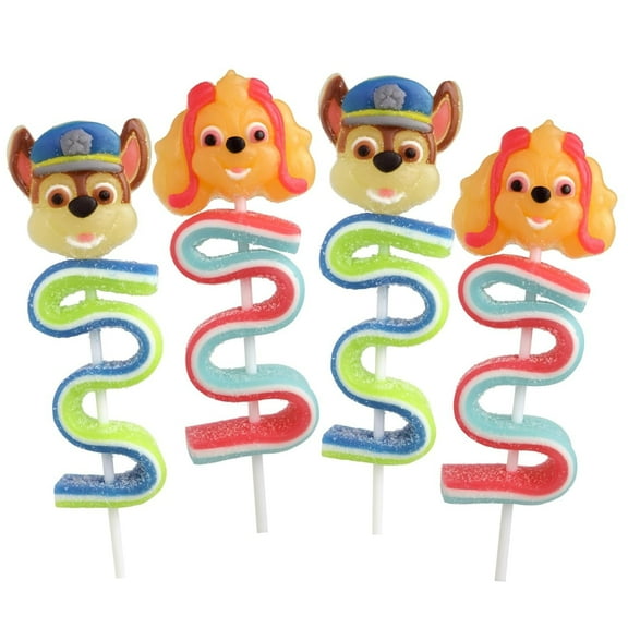 Paw Patrol Gummy Lollipops, Birthday Party Candy, Pack of 4, 2 of Each, 4.94 Ounces