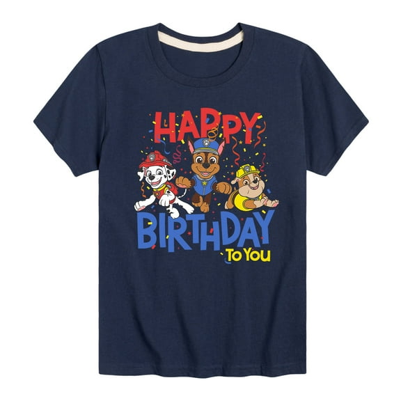 Paw Patrol - Happy Birthday - Toddler And Youth Short Sleeve Graphic T-Shirt