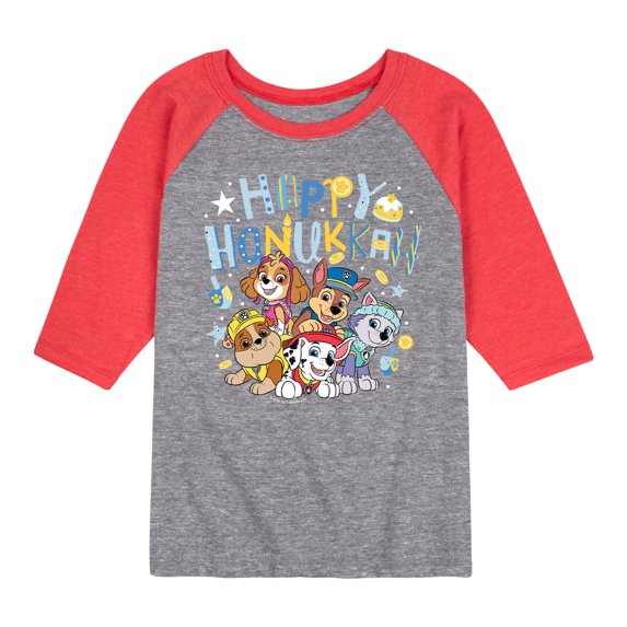 Paw Patrol - Happy Hanukkah - Toddler And Youth Raglan Graphic T-Shirt