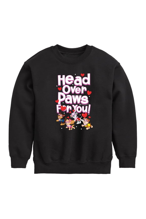 - Head Over Paws For You - Toddler And Youth Crewneck Fleece Sweatshirt