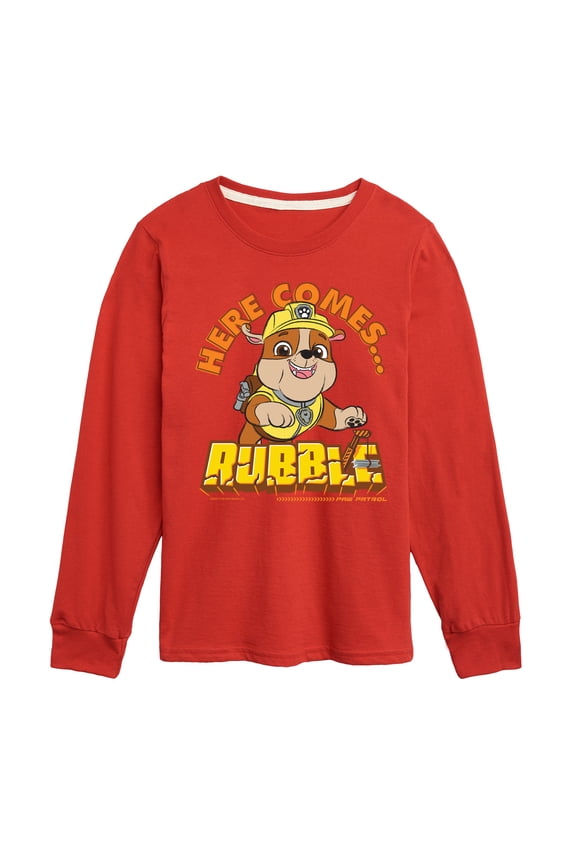 - Here Comes Rubble - Youth Boys Long Sleeve Graphic T-Shirt