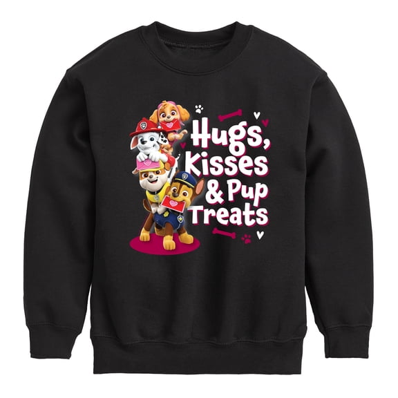 Paw Patrol - Hugs Kisses Pup Treats - Toddler And Youth Crewneck Fleece Sweatshirt