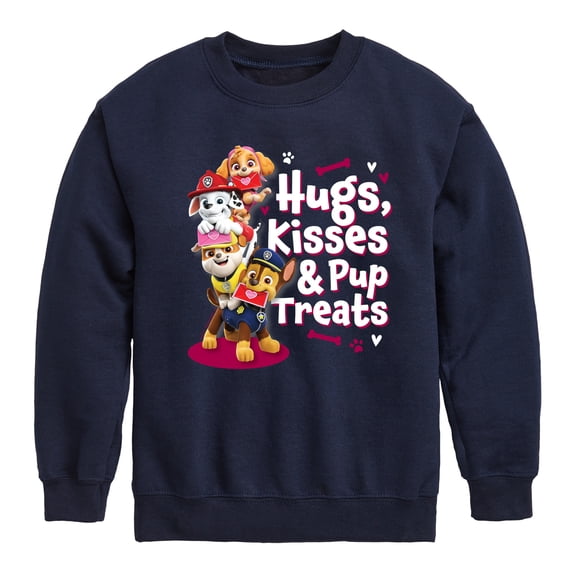 Paw Patrol - Hugs Kisses Pup Treats - Toddler And Youth Crewneck Fleece Sweatshirt