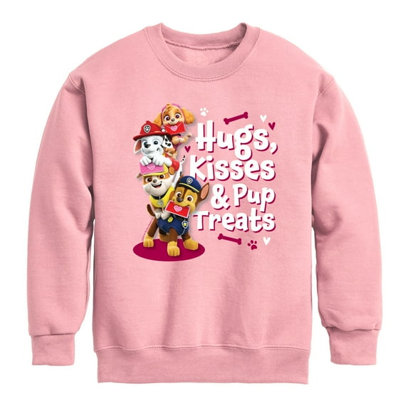 Paw Patrol - Hugs Kisses Pup Treats - Toddler And Youth Crewneck Fleece Sweatshirt