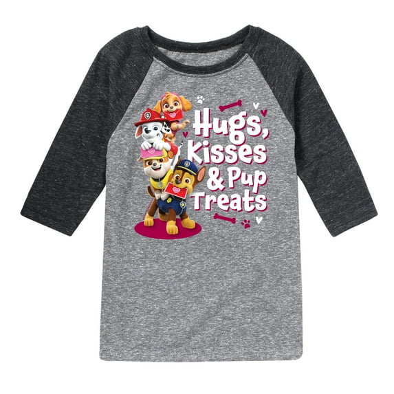 Paw Patrol - Hugs Kisses Pup Treats - Toddler And Youth Raglan Graphic T-Shirt