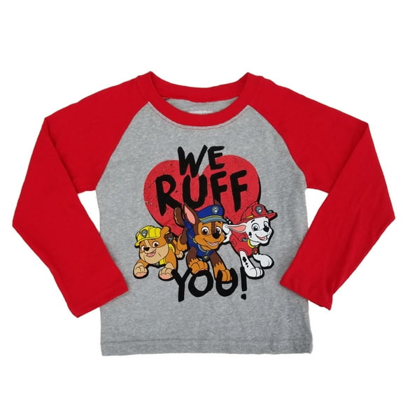 Paw Patrol Infant & Toddler Boys We Ruff You Valentines Day Raglan Shirt