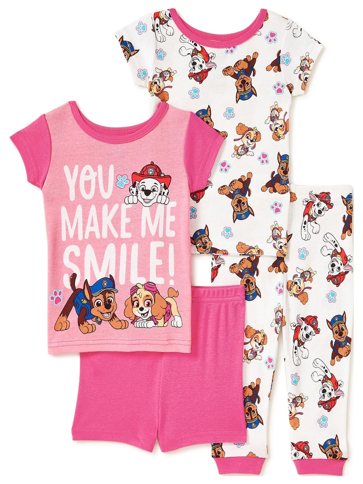 Paw Patrol Infant and Toddler Girl Short Sleeve Long Pant Pajamas, 4