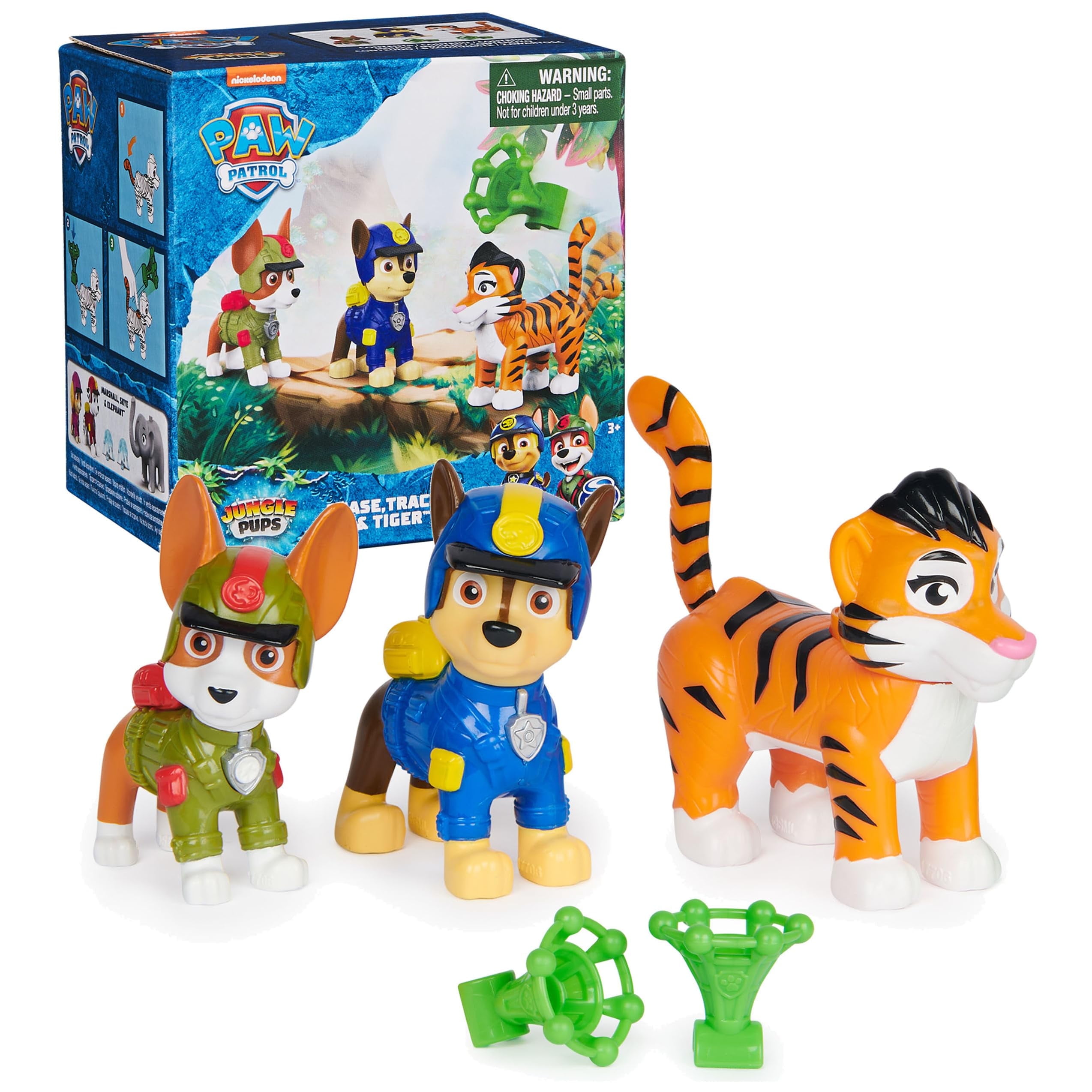Paw Patrol: Jungle Pups Chase, Tracker \u0026 Tiger Action Figures with Projectile Launcher, Kids Toys for Boys and Girls Ages 3 and Up