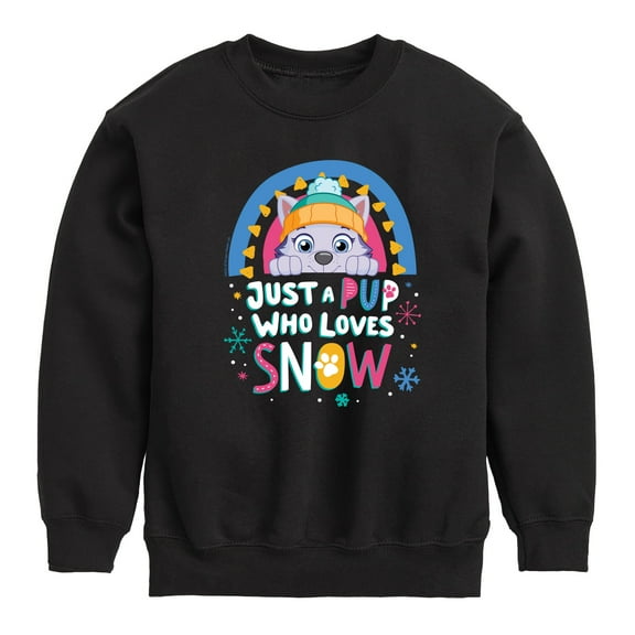 Paw Patrol - Just A Pup Who Loves Snow - Toddler And Youth Crewneck Fleece Sweatshirt