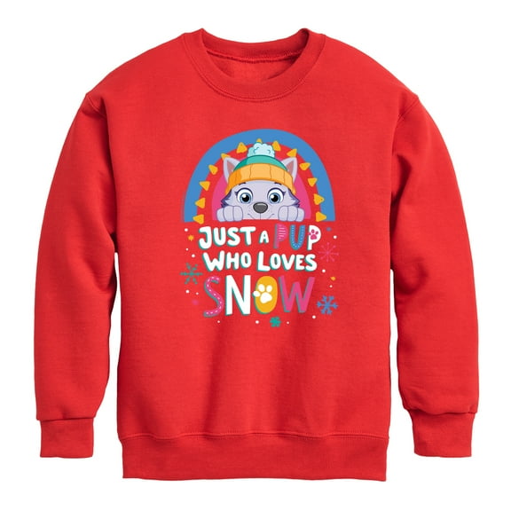 Paw Patrol - Just A Pup Who Loves Snow - Toddler And Youth Crewneck Fleece Sweatshirt
