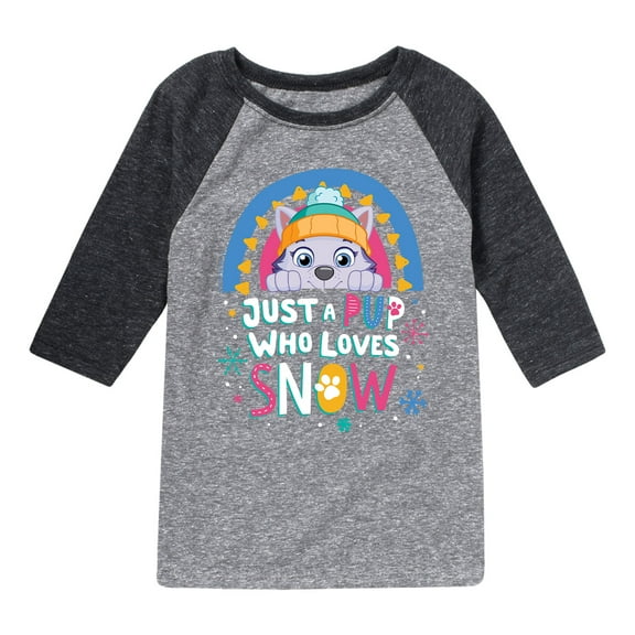 Paw Patrol - Just A Pup Who Loves Snow - Toddler And Youth Raglan Graphic T-Shirt