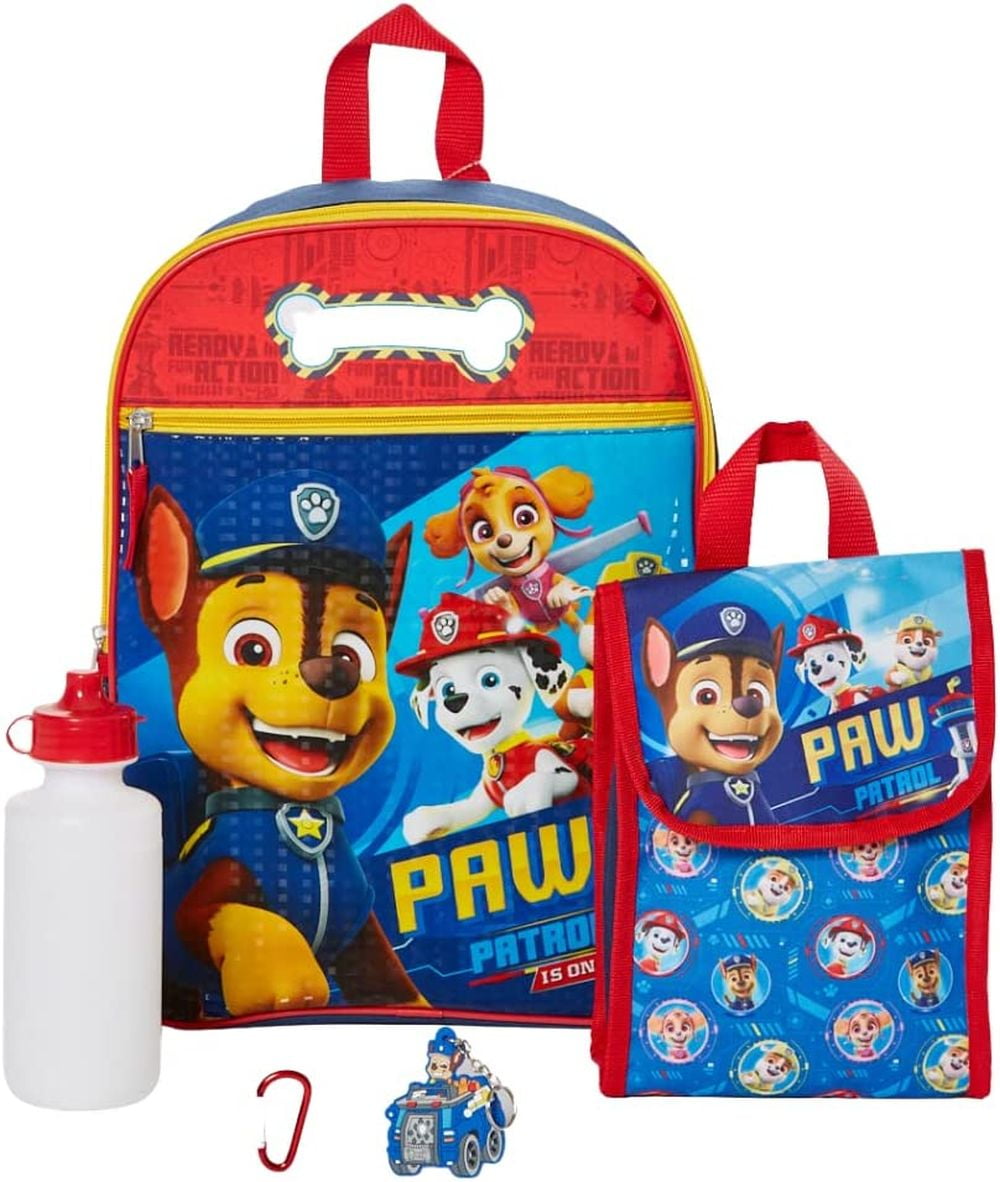 Paw Patrol Kids Backpacks with Lunch Bag and Water Bottle 5 Piece Set ...