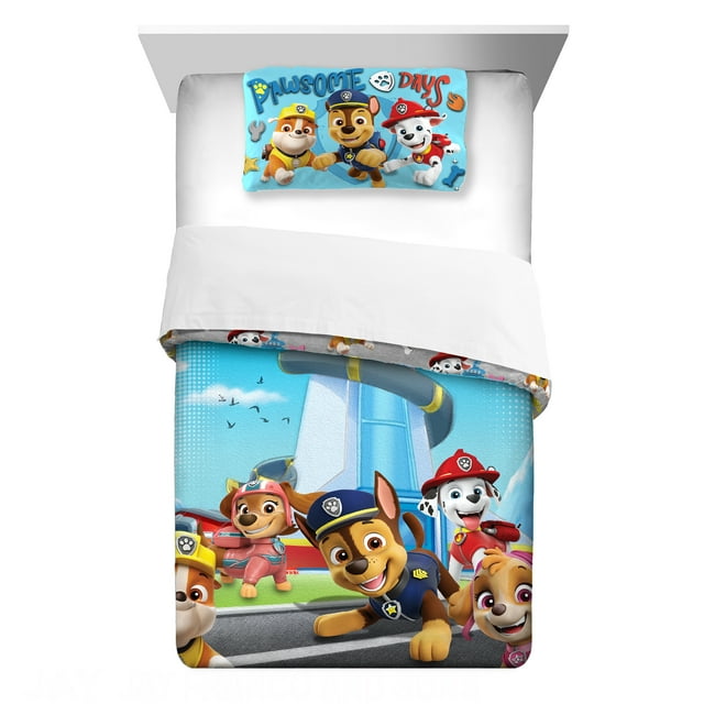 Copripiumone Singolo Paw Patrol Blueprint Reversibile