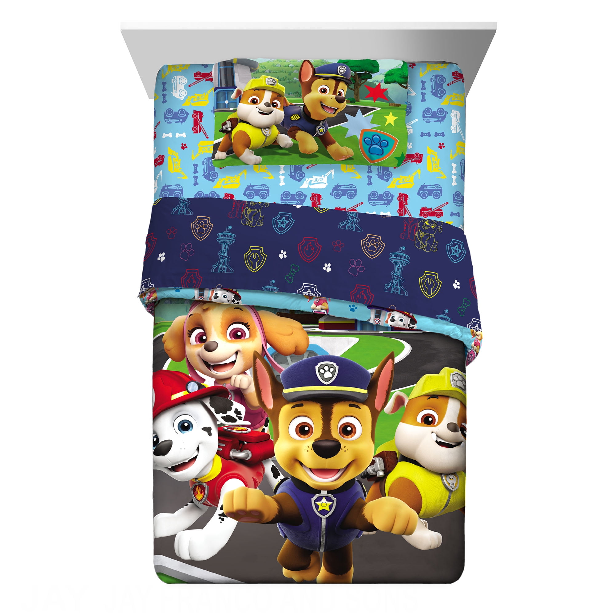 Paw Patrol Kids Full Bed in a Bag, Comforter and Sheets, Blue, Nickelodeon