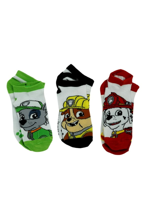 Paw Patrol Kids No Show Ankle Socks 3 Pack, Medium Size 6-8 Shoe Size 10 M US Little Kid - 4 M US Big Kid Rubble Marshall Rocky